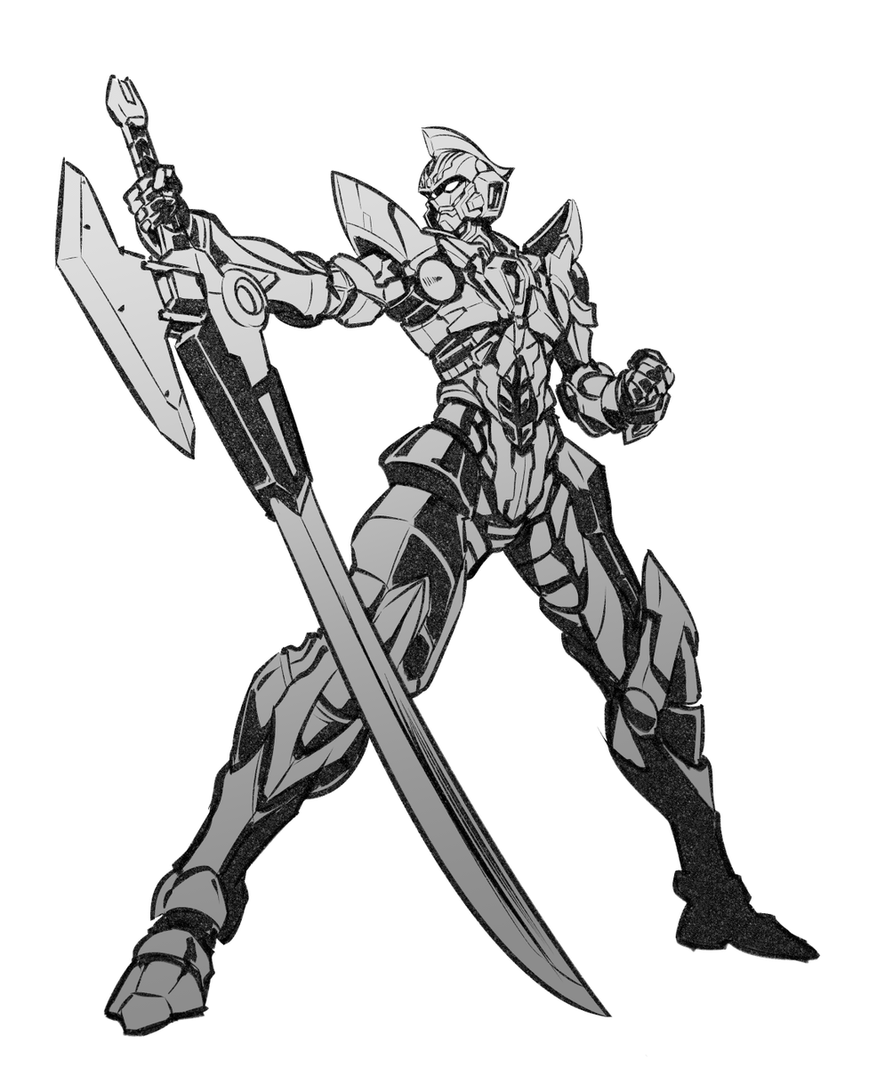 weapon monochrome greyscale mecha sword robot holding  illustration images