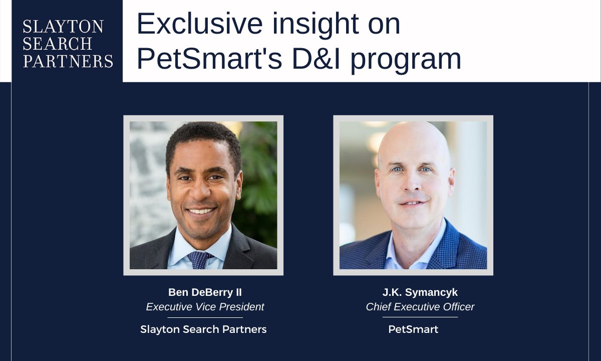 SlaytonSearch's tweet image. What does D&amp;amp;I look like in real life? Get exclusive access to our interview with PetSmart’s CEO, J.K. Symancyk, and discover the impact of PetSmart’s D&amp;amp;I efforts. hubs.ly/H0RXYXr0 #diversityprogram #petsmart #DEI