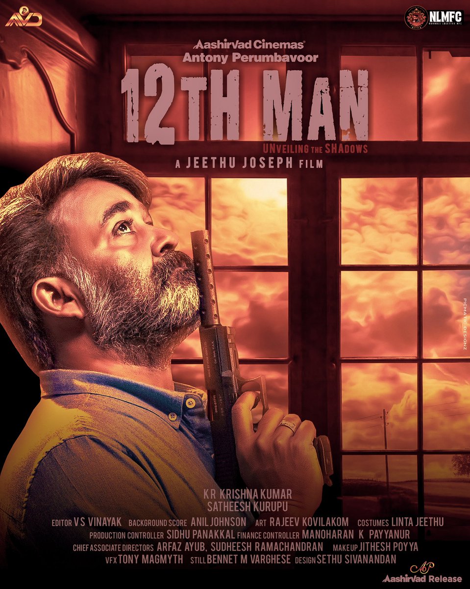 PicmaticDesignz's tweet photo. Here's My Fanmade Design of Our Lalettan's Upcoming Movie 12th Man 🔥

@NLMFCofficial 😍😍

#Mohanlal #Lalettan #mohanlal #MarakkarArabikadalinteSimham #Marakkar #Aaraattu #12thMan https://t.co/5XXlsxTAPt