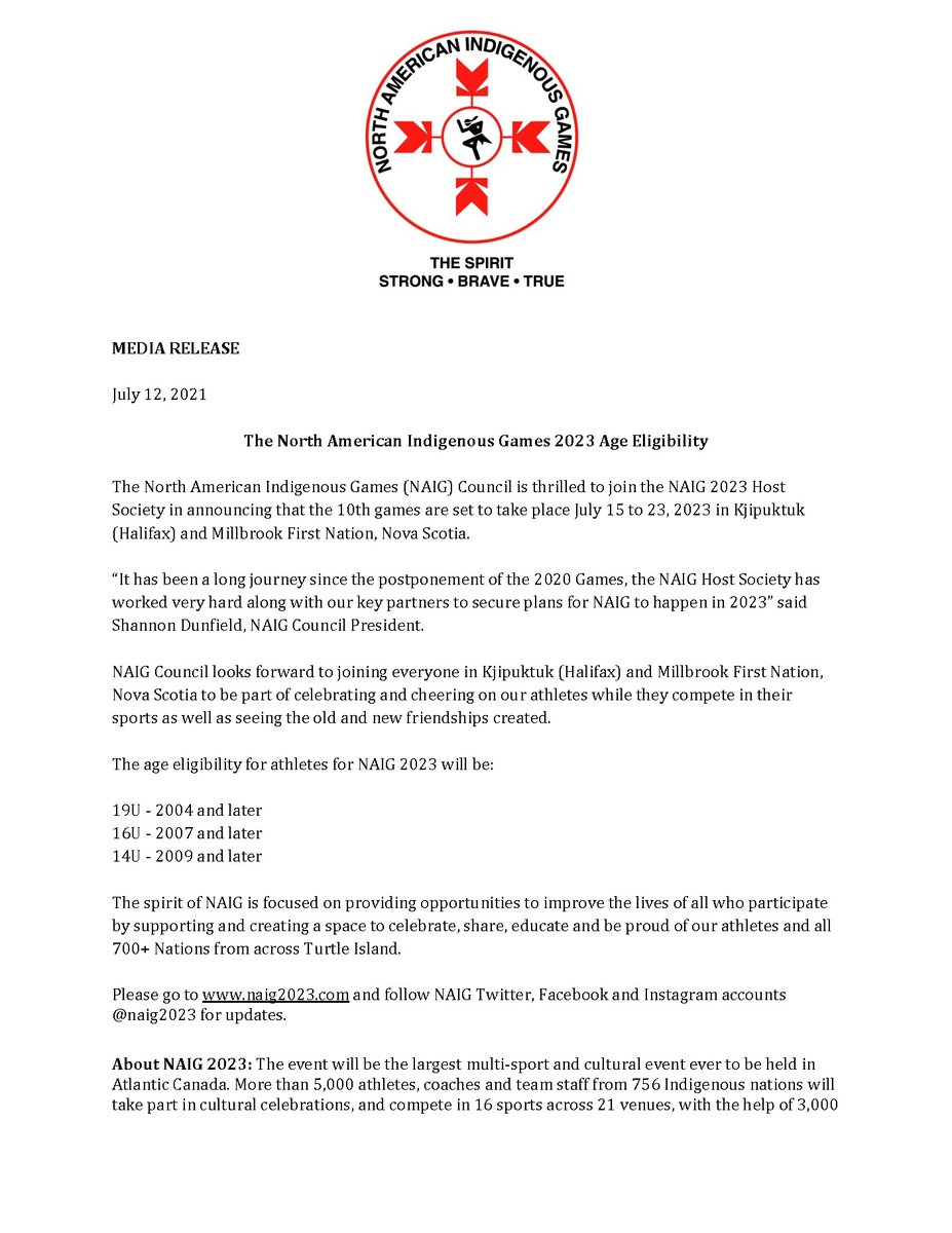 Following the news about NAIG 2023, NAIG Council is providing the following information on age eligibility for NAIG 2023.