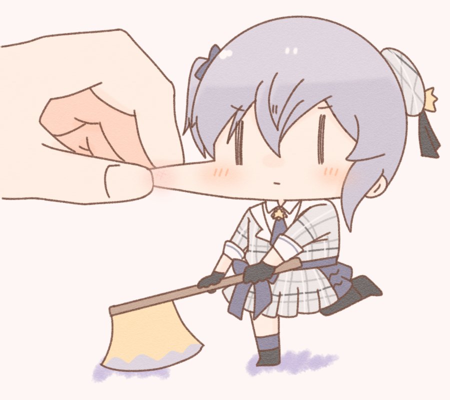 hoshimachi suisei axe 1girl chibi holding axe | | hat gloves  illustration images