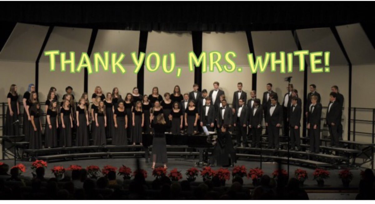 singinghawks's tweet photo. In your email you will find a message with a video link message from Mrs. White about an exciting change in her career. Although we are sad to lose her, we wish her the very best in this new endeavor. Once a Singing Hawk, always a Singing Hawk!  We love you Mrs. White! https://t.co/yKInR7qIo5