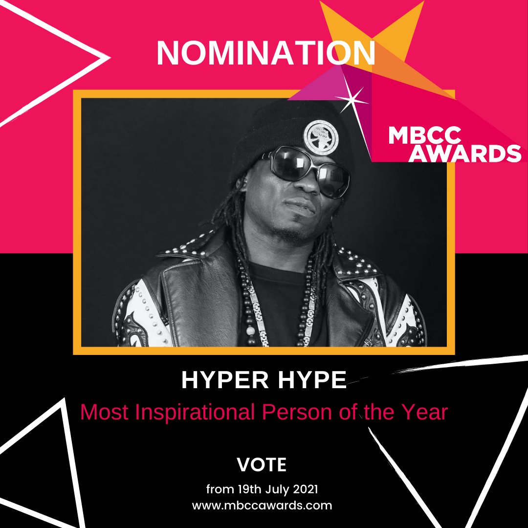 mbccawards's tweet image. CONGRATULATIONS!!! Hyper Hype @hyperhype1 for being NOMINATED for the MBCC Awards 2021 for the Most Inspirational Person of the Year Award. Voting starts 19th July 2021. To find out more about the awards ceremony visit mbccawards.com