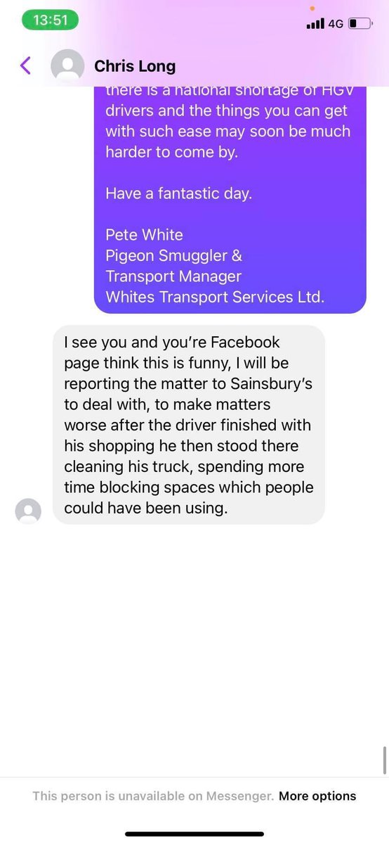 Hi <a href="/sainsburys/">Sainsbury's</a> this is how one of my HGV Drivers was treated by a member of the public after stopping early this morning to top up with food in Coventry. I’m sure you are aware about the shortage of HGV drivers. These drivers should be applauded not criticised