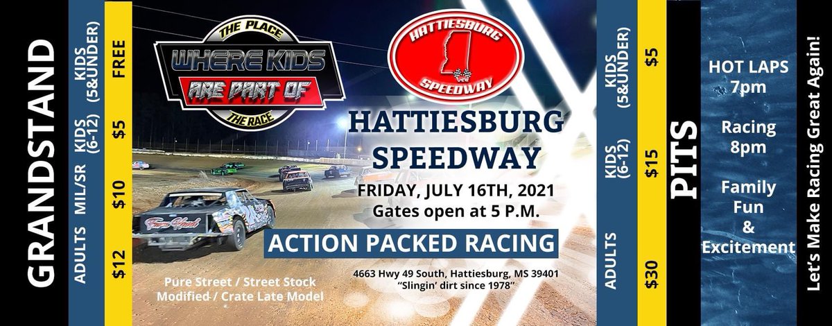 We are looking forward to seeing you at Hattiesburg Speedway this Friday night!