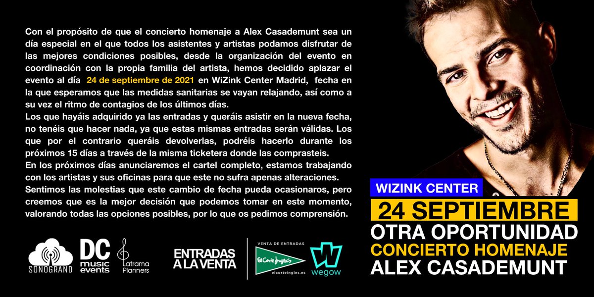 SonograndMusic's tweet photo. Comunicado oficial sobre el concierto homenaje a Alex Casademunt https://t.co/9lrVf8bhZL