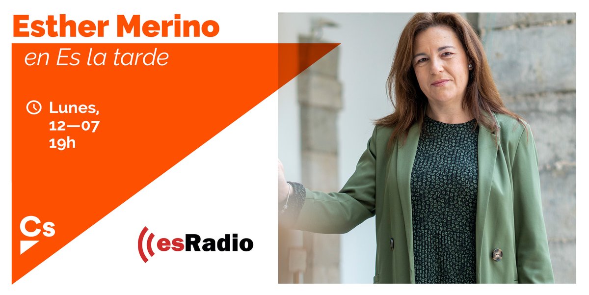 🎙️ No te pierdas a nuestra Secretaria de Comunicación y concejala de <a href="/CsCabezon/">Cs Cabezon de la Sal</a> <a href="/EstherMerino_/">Esther Merino</a> que participará en la tertulia de actualidad @eslatarde en <a href="/esRadio_Can/">esRadioCantabria</a> 
Recuerda:
⌚️ 19 h
📻 106.4,FM 
📲 esradiocantabria.es