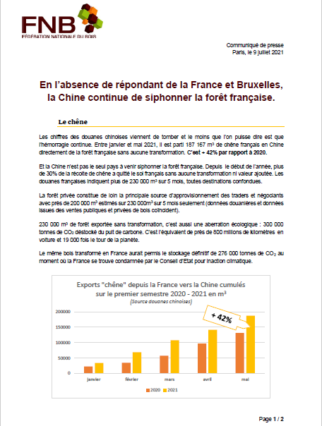 FNBois's tweet photo. 📢 La Chine continue de siphonner la forêt française 
@ONF_Officiel @fncofor @ALCattelot @ac_loisier @Agri_Gouv https://t.co/WjU2ynQVRH