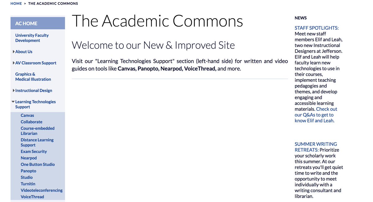 INSTRUCTORS: Devote some time this summer to learning new tools to use in your courses this fall. Check out the jefferson.edu/commons site for videos &amp; written guides on tools like Canvas, Panopto, Nearpod, VoiceThread, and more. #edtech #teachinglearning