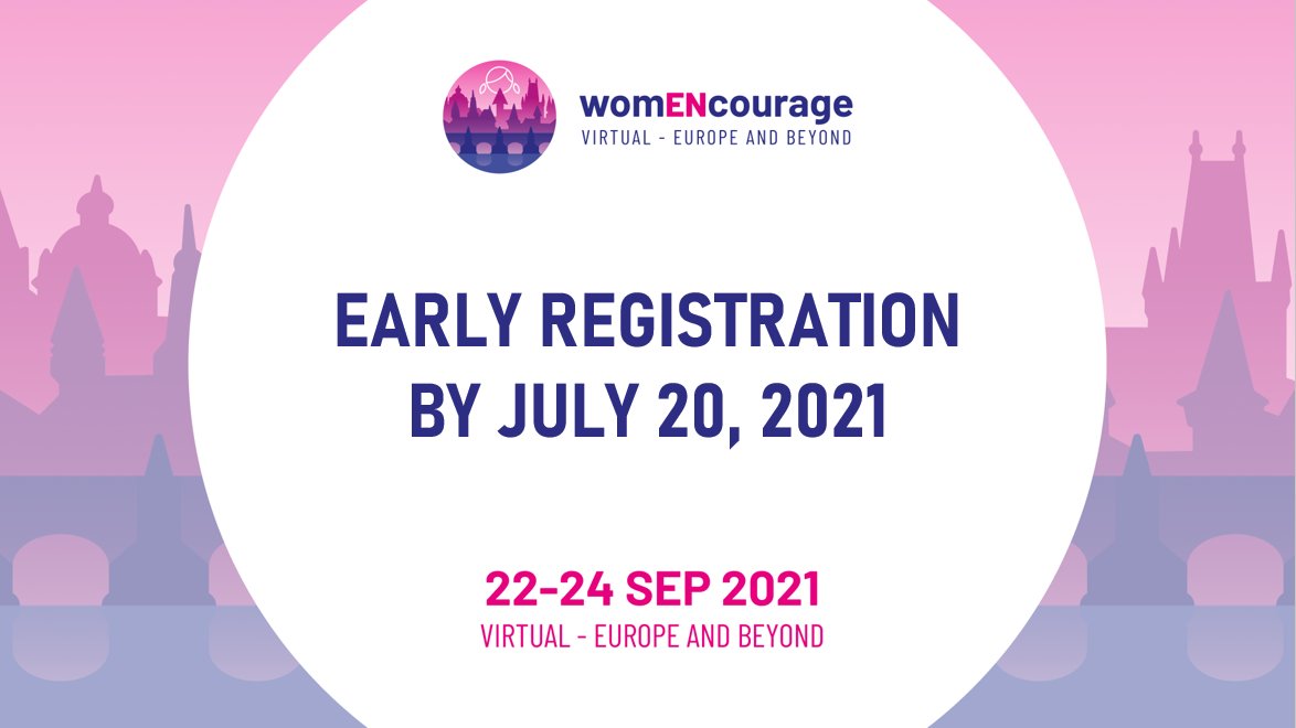 Register for #womENcourage™ 2021 before July 20th, 2021🔊 Help honor&amp;celebrate #women in #computing towards greater #representation, #participation and #innovation. Open to all genders, virtual in CEST timezone. Amazing speakers and program 👏 womencourage.acm.org/2021/ #czechitas