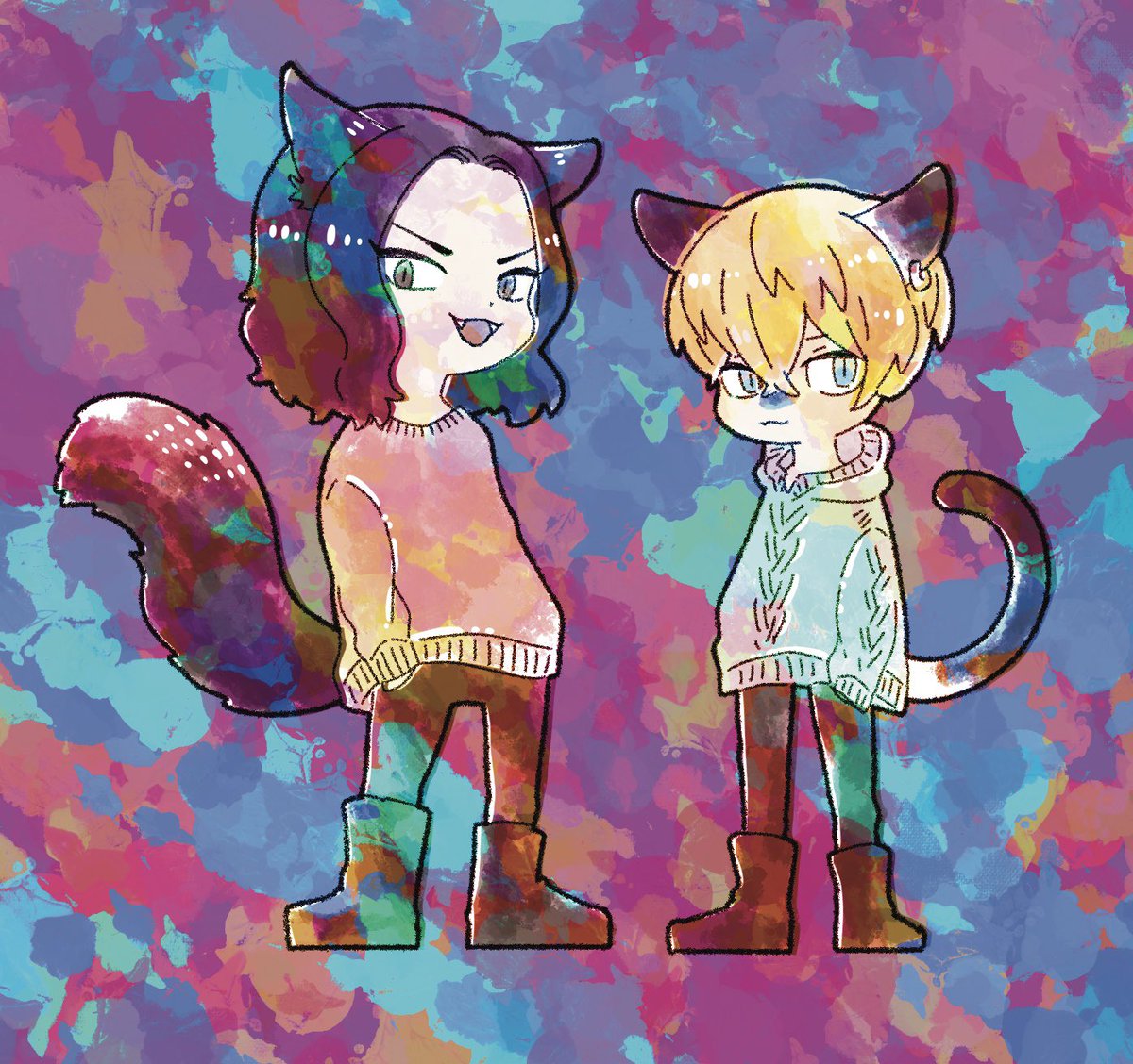 注意猫化 場地猫と千冬猫 みどりこのイラスト