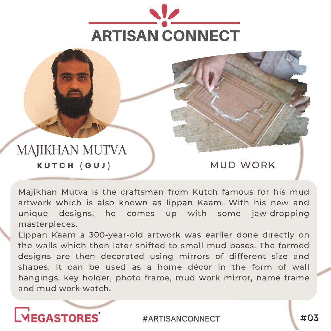 megastores_'s tweet photo. Majikhan Mutva is the craftsman from Kutch famous for his mud artwork also known as lippan Kaam. With his new and unique designs, he comes up with some jaw-dropping masterpieces.
Shop directly from the artisan: https://t.co/5Ft11R36o8
#artisanconnect #megastores #handmade https://t.co/m6IZBFDCwF
