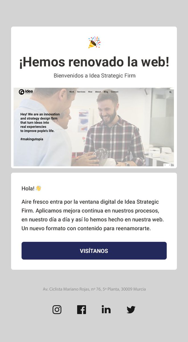 Grupo_Idea_ID's tweet image. ¡Hemos renovado la web! 🎉

Visítanos 👉 grupoidea.es y reenamórate 😍

#MakingUtupia #ProductDesign #leanproductdevelopment #letslean #ideallogic #diseñodeproducto #Engineering #Industrialdesign #teamwork #collaborate #innovate #designlife #designthinking