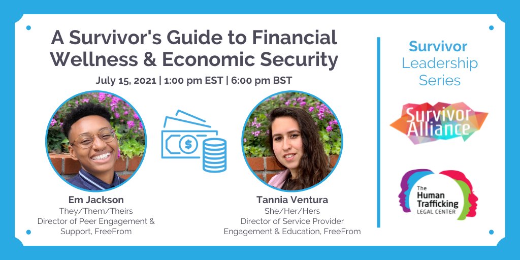 HTLegalCenter's tweet photo. THIS THURSDAY: Register for this important workshop with @freefromorg on financial wellness and economic security for trafficking survivors. Join @empwrsurvivors &amp; @HTLegalCenter at 1pmEST|6pmBST: https://t.co/JdXUEk6kWG https://t.co/FtK5kwzWDZ