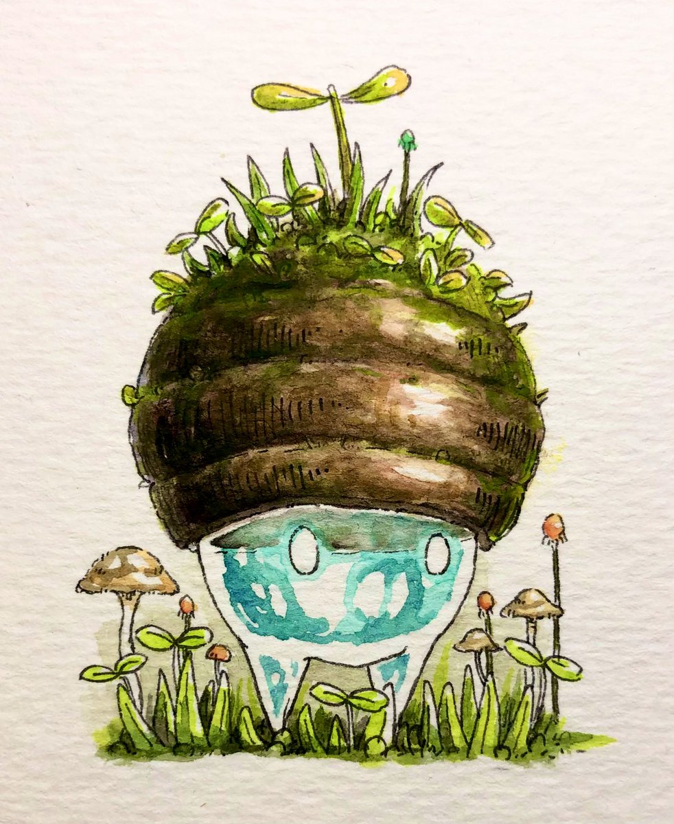mushroom no humans traditional media grass watercolor (medium) painting (medium) white background  illustration images