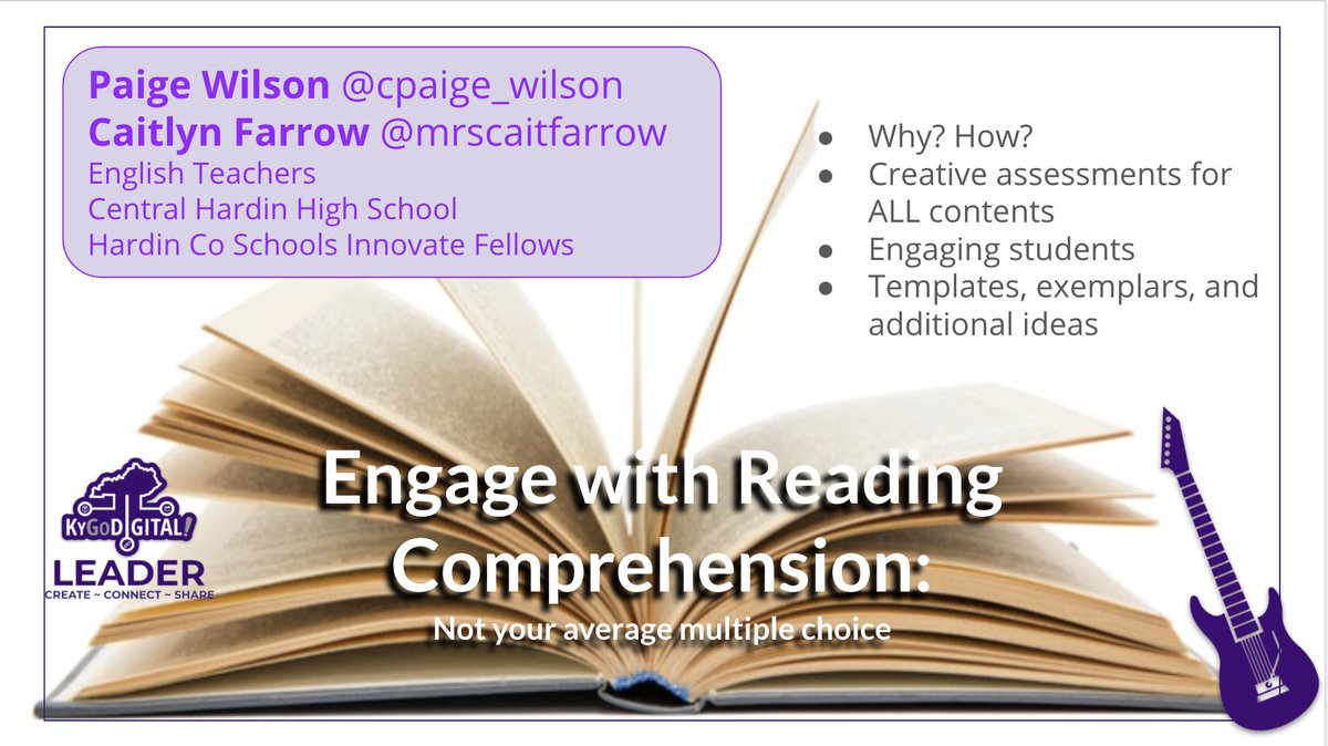 July 21st join <a href="/cpaige_wilson/">Paige Wilson</a> and <a href="/mrscaitfarrow/">Caitlyn Farrow</a> from <a href="/CHHS_HCS/">CHHS_HCS</a> as they SHARE 
"Engage with Reading Comprehension: Not your average multiple choice"
If you haven't registered yet CONNECT on bit.ly/KGDVIRTUAL21 and we will see you @ kygodigital.com the 21st 9-4