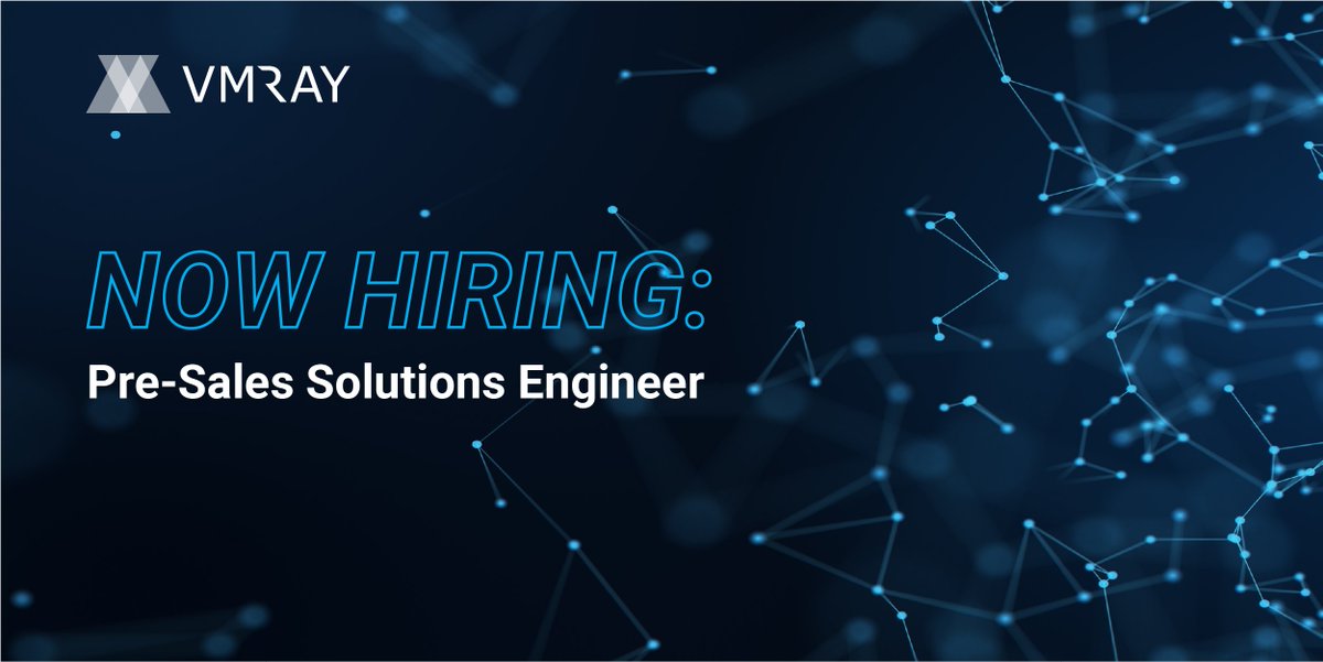 vmray's tweet photo. If you're looking for bigger and better things, bookmark https://t.co/u1Kil1WKeZ for some of the best opportunities in #CyberSecurity. Including the position for Pre-sales Solutions Engineer! https://t.co/dt7TFV8kyW

#jobs #jobsearch #hiring #DFIR #infosec #workingfromhome https://t.co/eHhFsILx8N