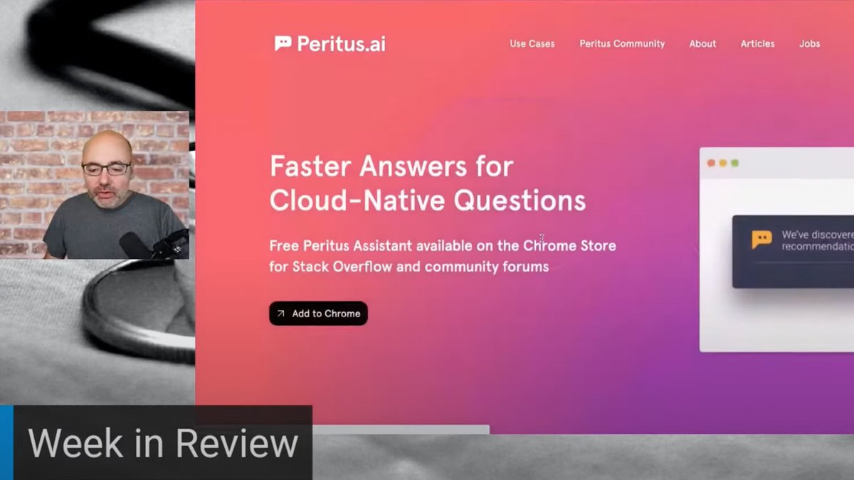Peritus_AI's tweet photo. Thank you @jbeda for the shout-out and the #PeritusAssistant demo during the last #TGIK8s session ๐โฅ๏ธ https://t.co/73qbXb8C9M https://t.co/YN7VcMGhoA