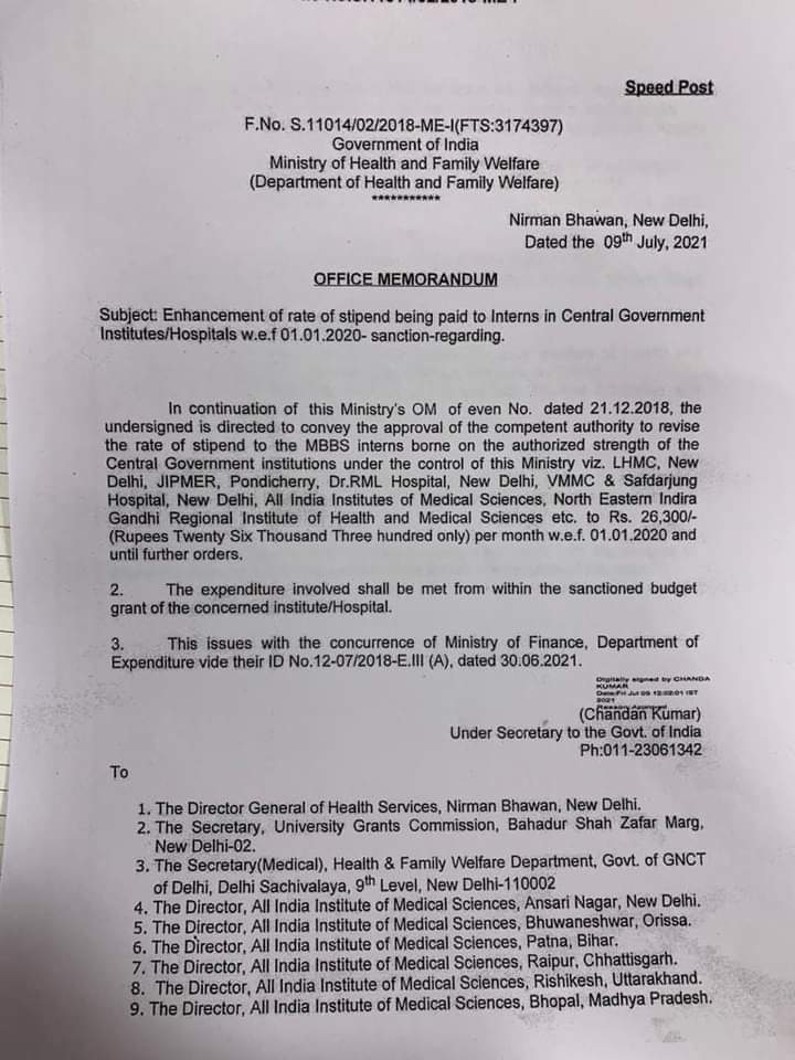 official_aimsa's tweet photo. Thank you @PMOIndia @narendramodi for increasing stipend of MBBS Intern Doctors. https://t.co/esERz0JMMY