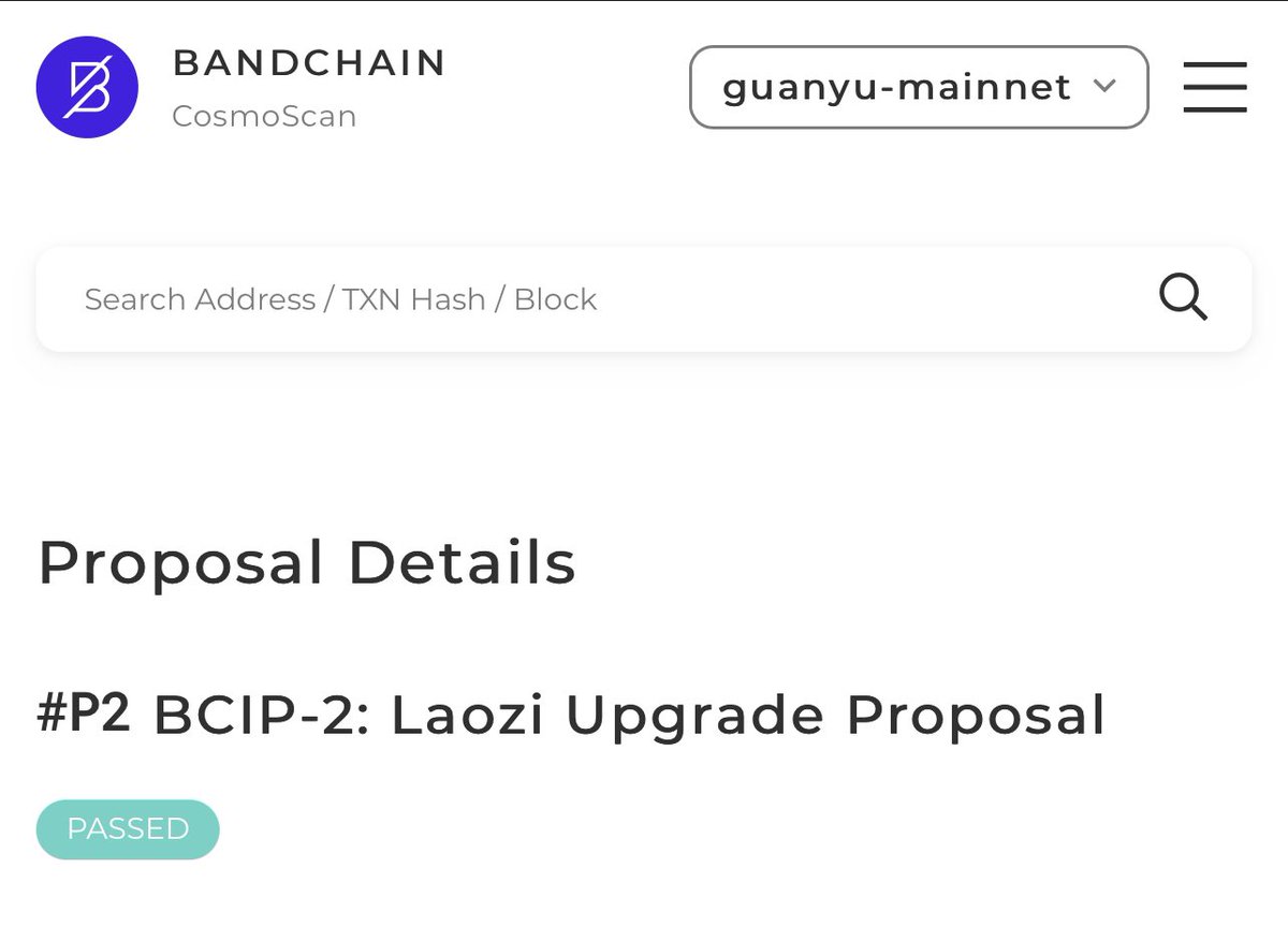 BandProtocol's tweet photo. Proposal #2 (Laozi upgrade) formally passed voting

Only 1 day to go til Phase 2

https://t.co/zPuvhQ01By https://t.co/NqkUe00N2T