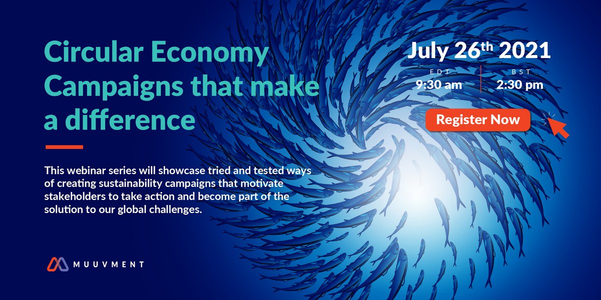 joinmuuvment's tweet photo. On July 26 we will explore how organizations are using campaigns to support the transition to the Circular Economy with a focus on plastics, a material which is the answer and cause of many problems we face, from climate change to marine waste. Register at https://t.co/JaWbvdwKVw https://t.co/npr59r0K2b