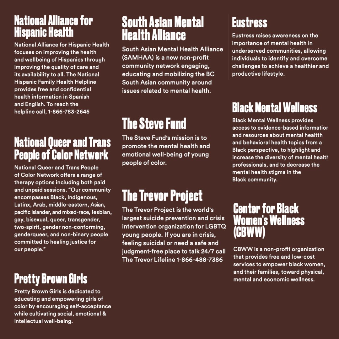 UNTCounseling (@unt_counseling) on Twitter photo Happy #MentalHealthMonday! 
Here is a list of helpful BIPOC mental health resources provided by @mentalhealthcoalition
#BIPOCMentalHealthMonth Happy #MentalHealthMonday! 
Here is a list of helpful BIPOC mental health resources provided by @mentalhealthcoalition
#BIPOCMentalHealthMonth