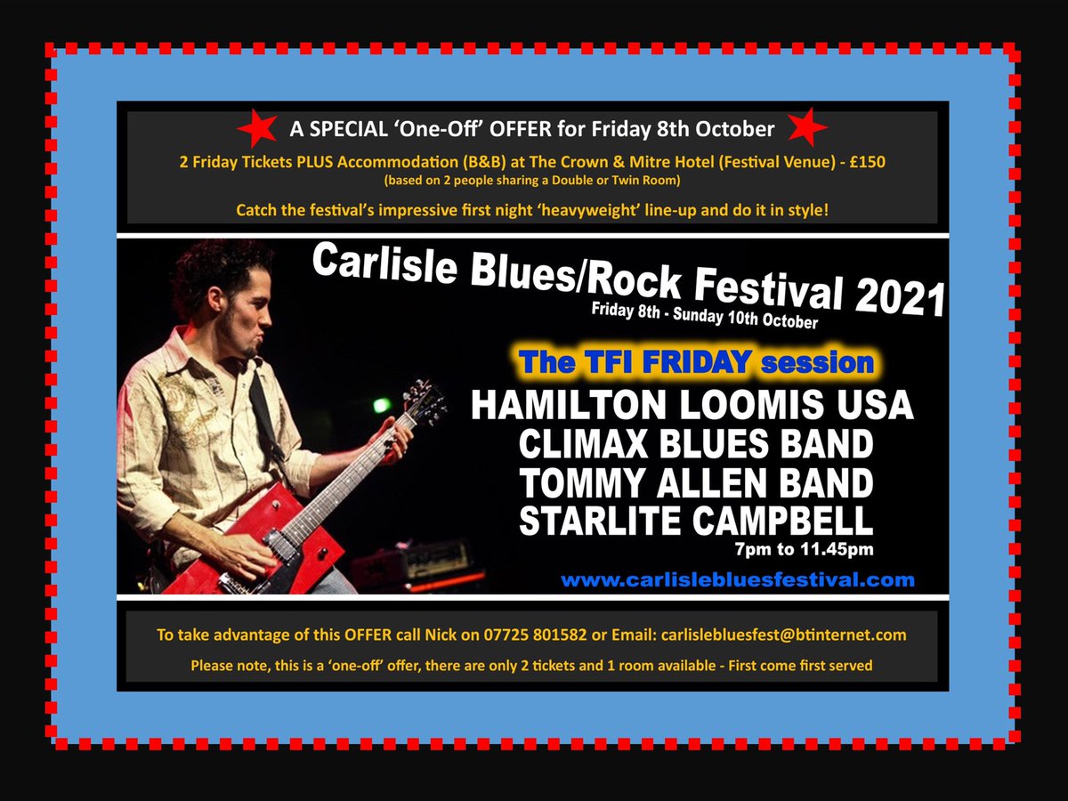 CBB will be appearing at Carlisle Blues/Rock festival, Friday 8th October 2021 along with a great lineup!
#carlislebluesrockfestival