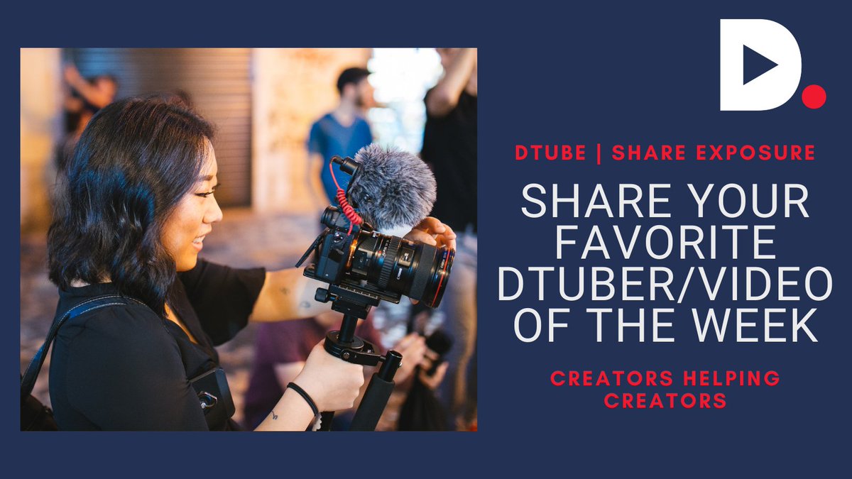 Every Friday we ask you for your favorite #DTuber or #DTube video of the week!

Help other #DTubers with some exposure by linking their profile or video in the comments!