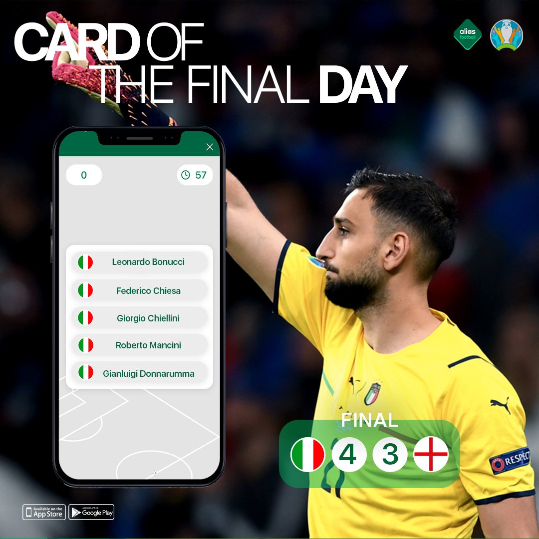 AliasFootball's tweet photo. All Italian Card of the Final Day from #AliasFootball ✌🇮🇹

Keep playing our special #EURO2020 pack to continue enjoying the memories from this amazing tournament 😍

Download😎
📲 IOS: https://t.co/568ZE2muvI
📲 Android: https://t.co/UwUU4roqLo https://t.co/ZukDCEROCi