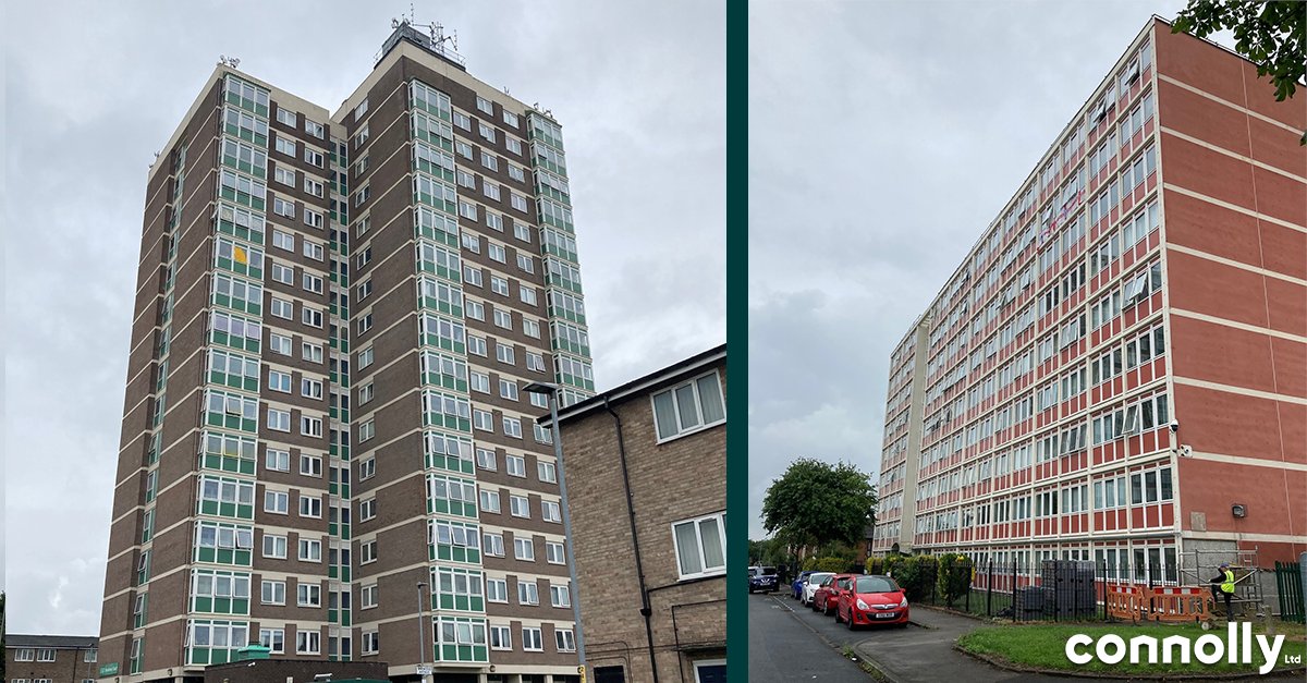 ConnollyLtd's tweet photo. Our site compound is in place and works have commenced on our first scheme for @wythenshawe_chg

We're delighted to be involved in the refurbishment of these 2no. high-rise tower blocks, breathing new life into the buildings!

#startonsite #refurbishment https://t.co/l1kOszIZ0Z