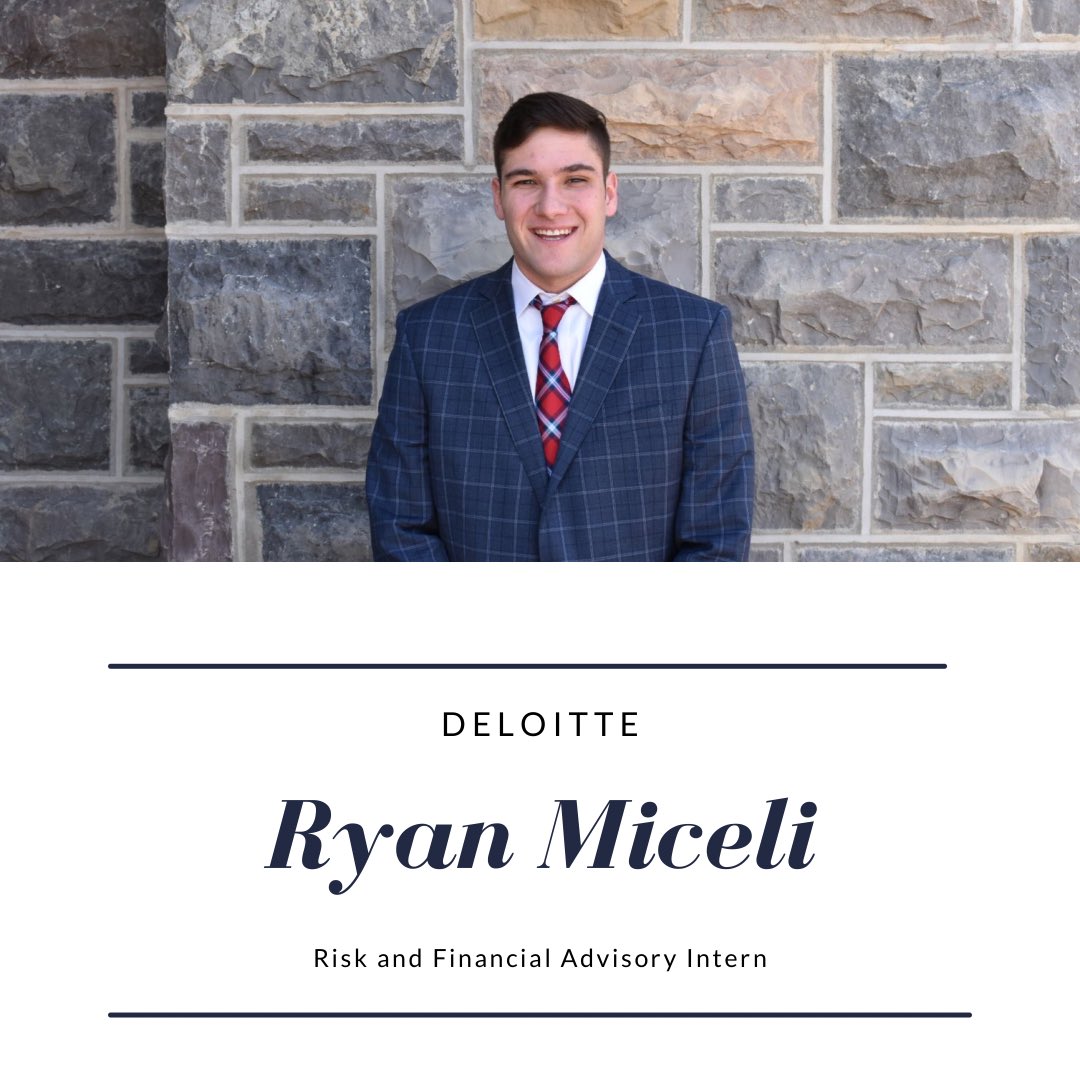 Up next on our summer spotlight series we have rising junior, Sarah Rackoski, who is in the midst of her assurance internship with EY!

We also have rising senior, Ryan Miceli, completing a risk and financial advisory internship with Deloitte, located in Manhattan, New York!