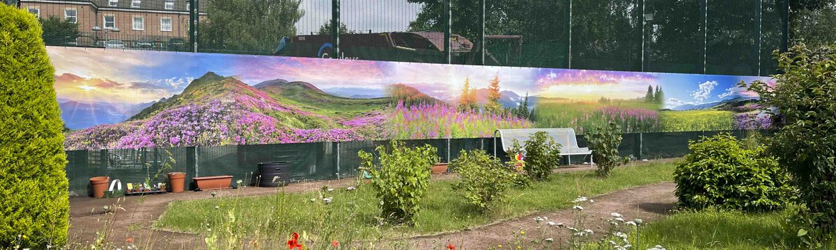 CareDisplay's tweet photo. A rather nice printed privacy mesh we designed, produced and installed for Cygnet Stevenage Hospital https://t.co/uhx8xqDyGB