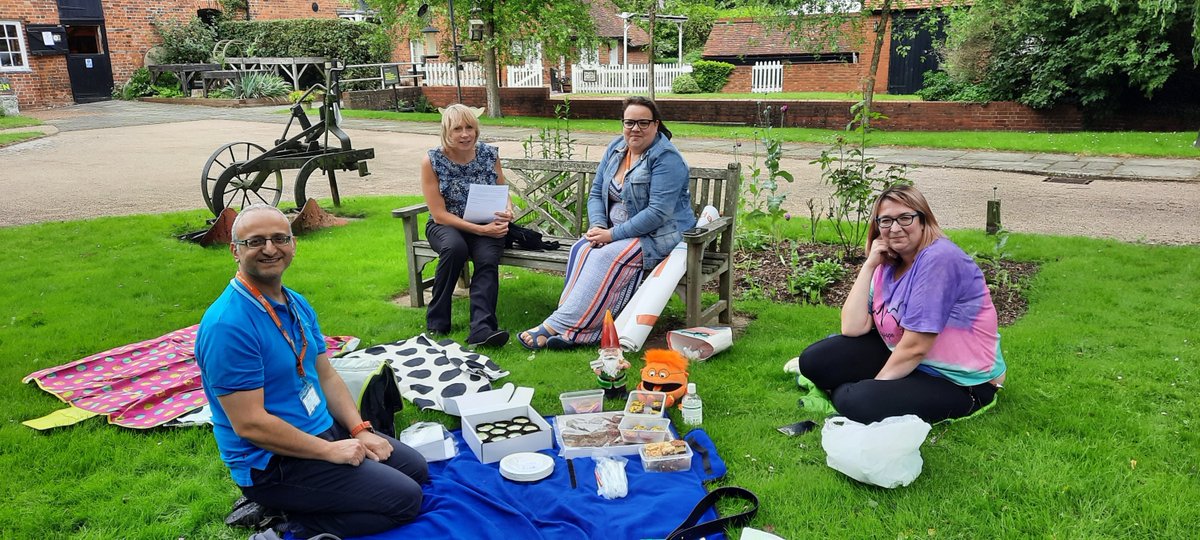 RaHHatfield's tweet photo. CareGiver Team Meeting went well 😁 Our special guest, #BugsyMaGNOME discussed best practice with our team, judged the Bake Off and ate all the sweets! He ended the day with a well earned rest! #sharebestpractice #Goodcare #HertsGoodCare #GoodCare https://t.co/dVppSVEvqW