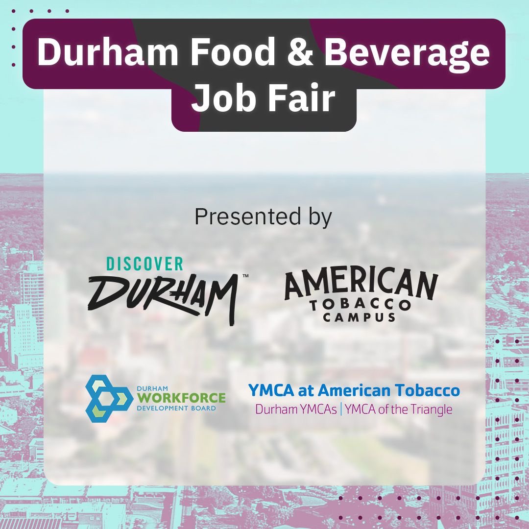 Bull City Burger (@bullcityburger) on Twitter photo Join us at the Durham Food and Beverage Job Fair this Tuesday to find a job that suits your needs! The Fair—presented by <a href="/durhamnc/">Discover Durham</a>, <a href="/ATCDurham/">American Tobacco</a>, and <a href="/DurhamWorkforce/">Durham Workforce Development</a>—is happening July 13 from 3-7pm at Bay 7 on the American Tobacco Campus. Register at eventbrite.com/e/durham-food-…. Join us at the Durham Food and Beverage Job Fair this Tuesday to find a job that suits your needs! The Fair—presented by <a href="/durhamnc/">Discover Durham</a>, <a href="/ATCDurham/">American Tobacco</a>, and <a href="/DurhamWorkforce/">Durham Workforce Development</a>—is happening July 13 from 3-7pm at Bay 7 on the American Tobacco Campus. Register at eventbrite.com/e/durham-food-….