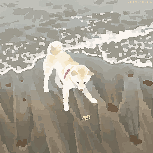 「海と犬 」|junkumaのイラスト
