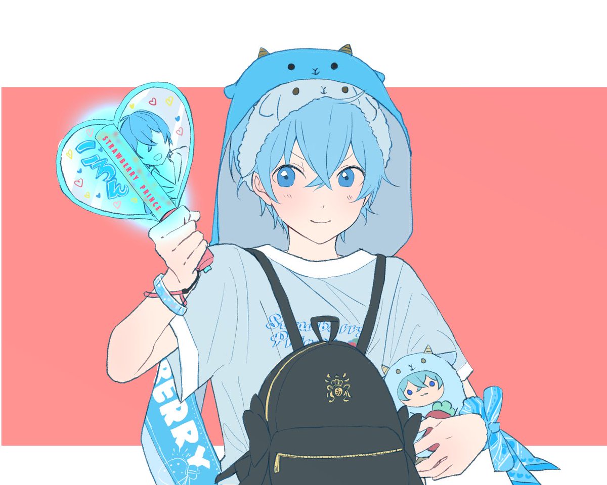 「グッズ紹介楽しかったです☺️💙
水色推しです…
#ころんくん 」|はち助のイラスト