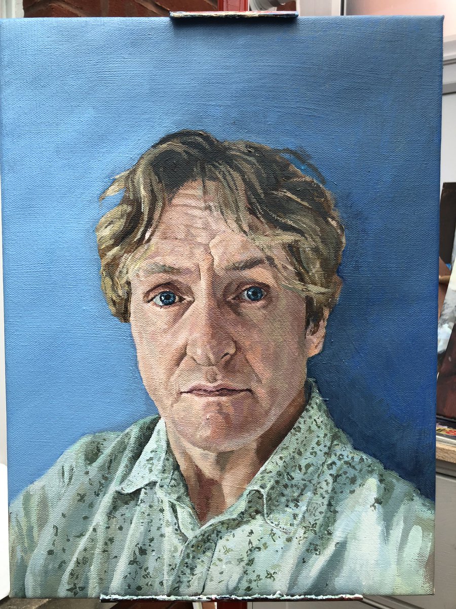LloydArtist's tweet photo. Still working on this self portrait. The third in my series. I think I am finally making some progress. #selfportrait #acrylicpainting #portraiture #contemporaryartist #britishartist #mypaow #paoty #paow https://t.co/cr8nzeWm7n