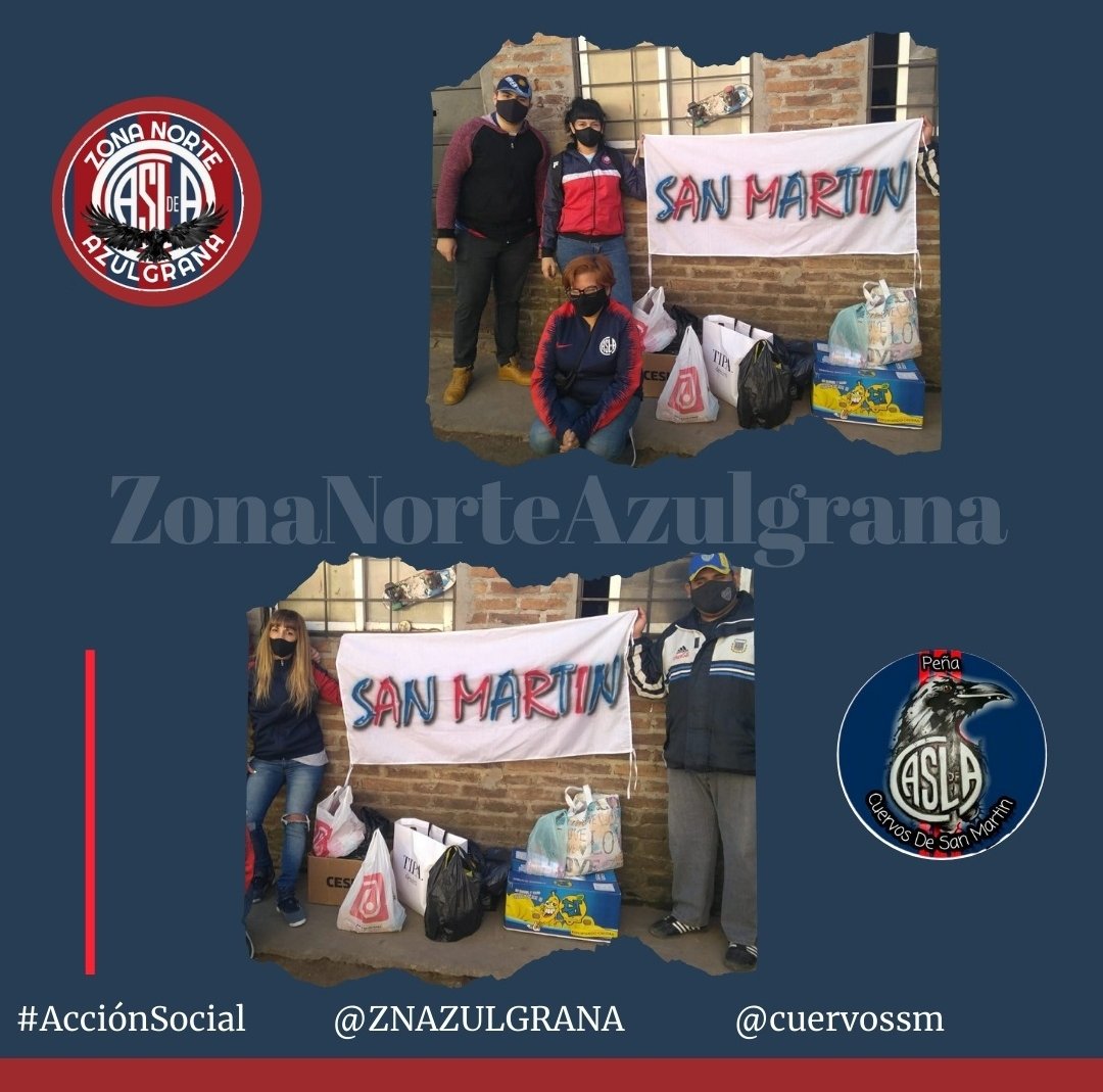 znazulgrana's tweet photo. Ayer La Peña "Cuervos de San Martín" asistió al Merendero Luz y Esperanza 🏠 de Barrio La Rana,  para hacer entrega de los alimentos no perecederos recibidos en la colecta realizada el Jueves 8/7.

#ZonaNorteAzulgrana
#MasQue90Minutos
#AreaAccionSocial https://t.co/5nvD5I7vaG