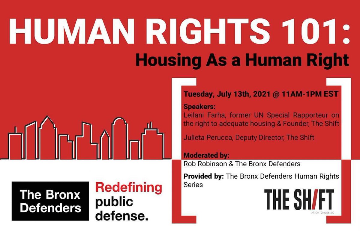 Join us <a href="/Make_TheShift/">The Shift</a> and <a href="/BronxDefenders/">The Bronx Defenders</a> at the introductory seminar Human Rights 101 training and discussion Tues 7/13 11am-1pm EDT. 

RSVP:  bit.ly/RTHRSVP Access training: bit.ly/RTH101