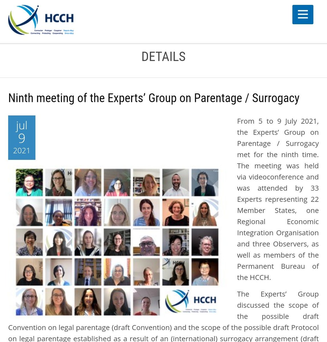 Conferencia de La Haya de Derecho Internacional Privado <a href="/HCCH_TheHague/">HCCH</a> 
La novena reunión de expertos ha debatido el proyecto de filiación y #GestaciónSubrogada #GPA #Surrogacy

¡Ya falta menos para tener un protocolo internacional!! 

#StopSubrofobia
hcch.net/en/news-archiv…