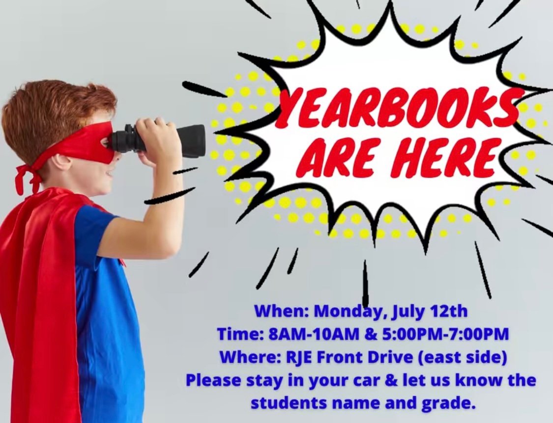 RJE PTA (@rje_pta) on Twitter photo You can order anytime at treering.com!
If you can’t make it today, contact Lindsay @ yearbook@rjepta.org to arrange pick up. Can pick up at PTA table on Meet the Teacher night August 10th! You can order anytime at treering.com!
If you can’t make it today, contact Lindsay @ yearbook@rjepta.org to arrange pick up. Can pick up at PTA table on Meet the Teacher night August 10th!