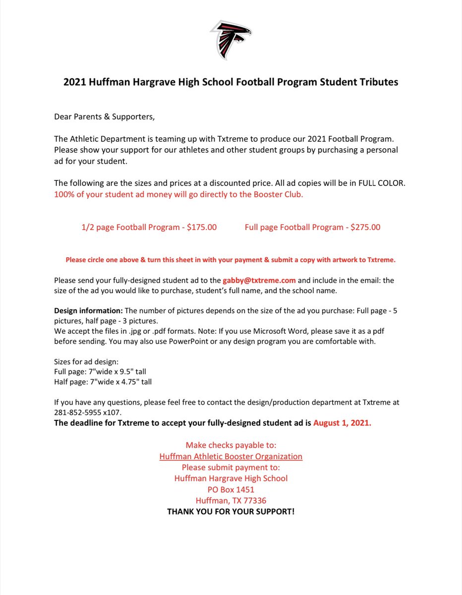 Huffman Athletic Booster Club (@habo_falcons) on Twitter photo 