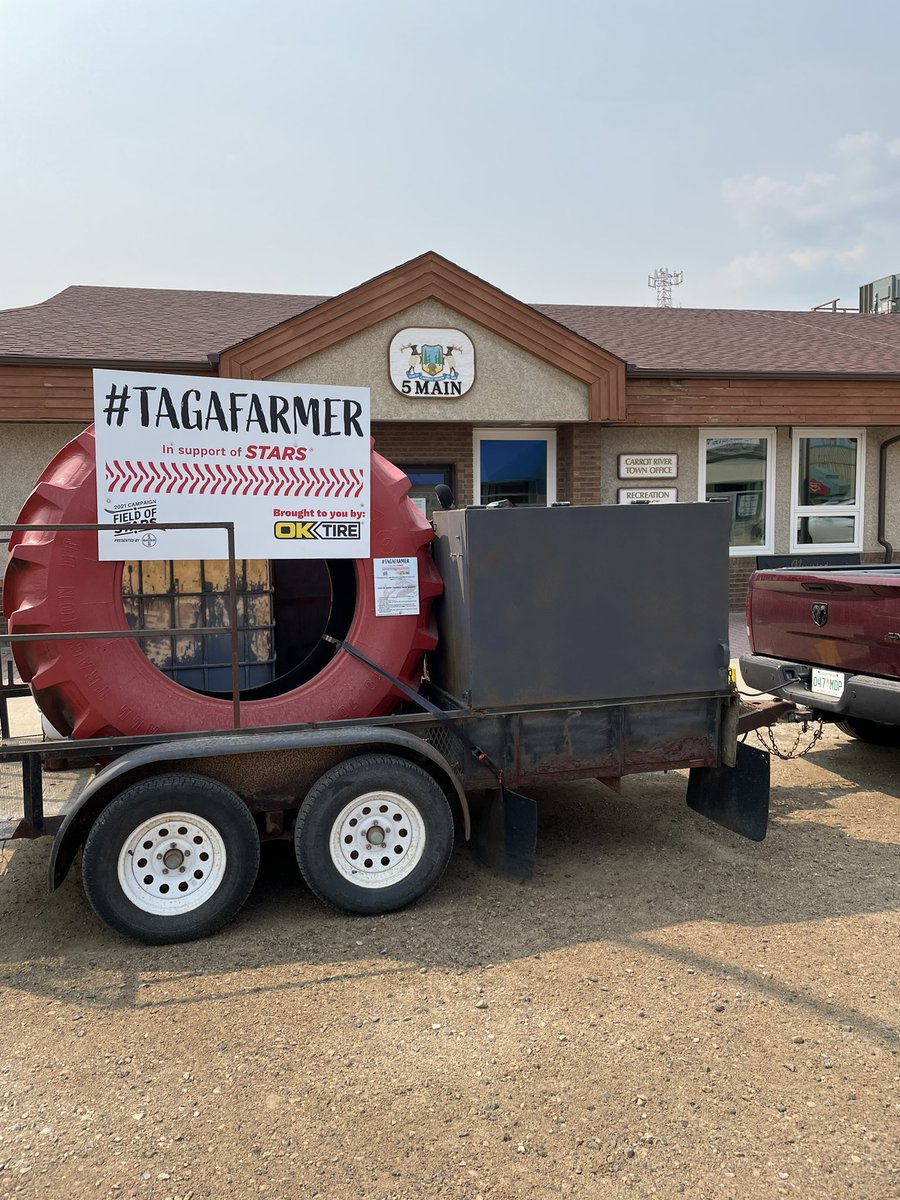 Thank you to the RM of Moose Range for the tag! We’ve made our donation and kept the #oktire tire moving on to the Carrot River <a href="/Richardson_INTL/">Richardson International</a>! #fieldofstars #tagafarmer <a href="/STARSambulance/">STARS</a>