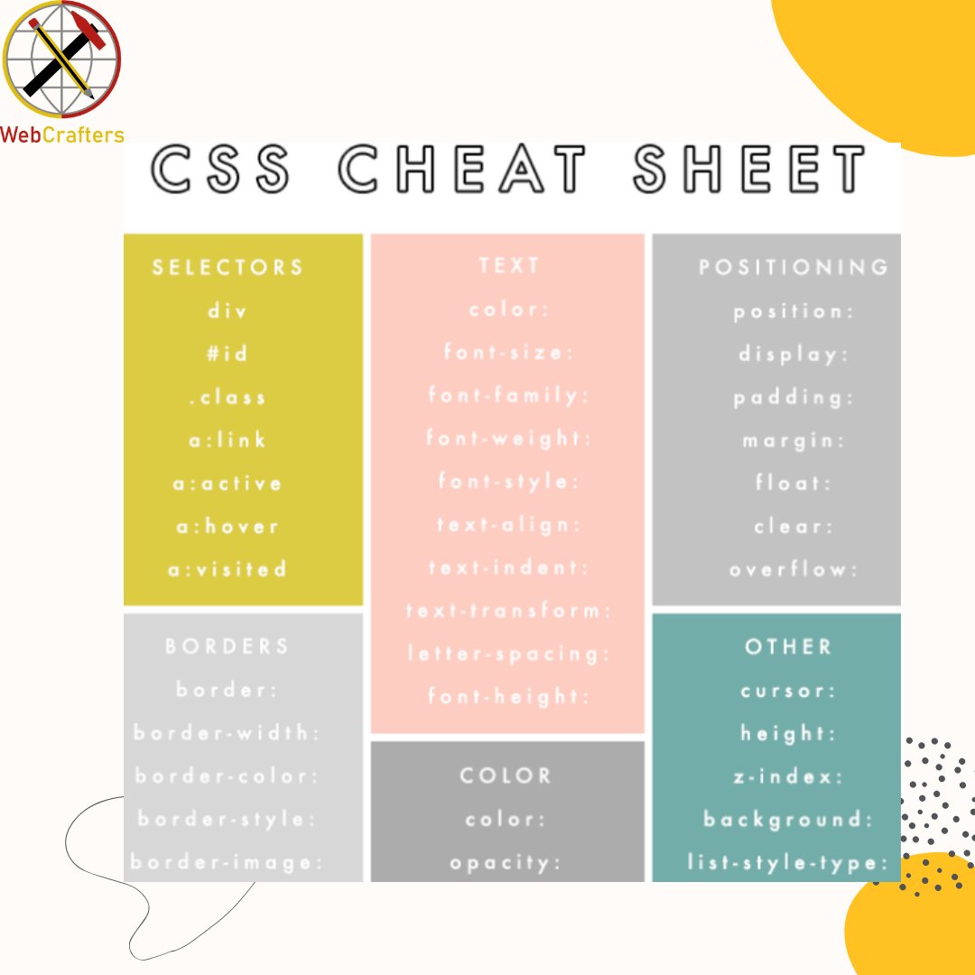 En_WebCrafters's tweet photo. #html #CSS #coding #computerscience #programming #theuniversityofsheffield #cheatsheet https://t.co/thRpled4pP