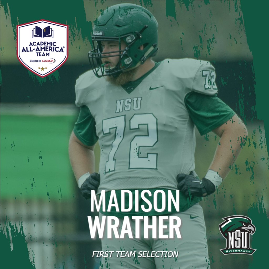 NSU_Football's tweet image. Congrats to @Wrather72 on being named to the @CoSIDAAcadAA Academic All-America First Team!

Story - bit.ly/3ea4ktg