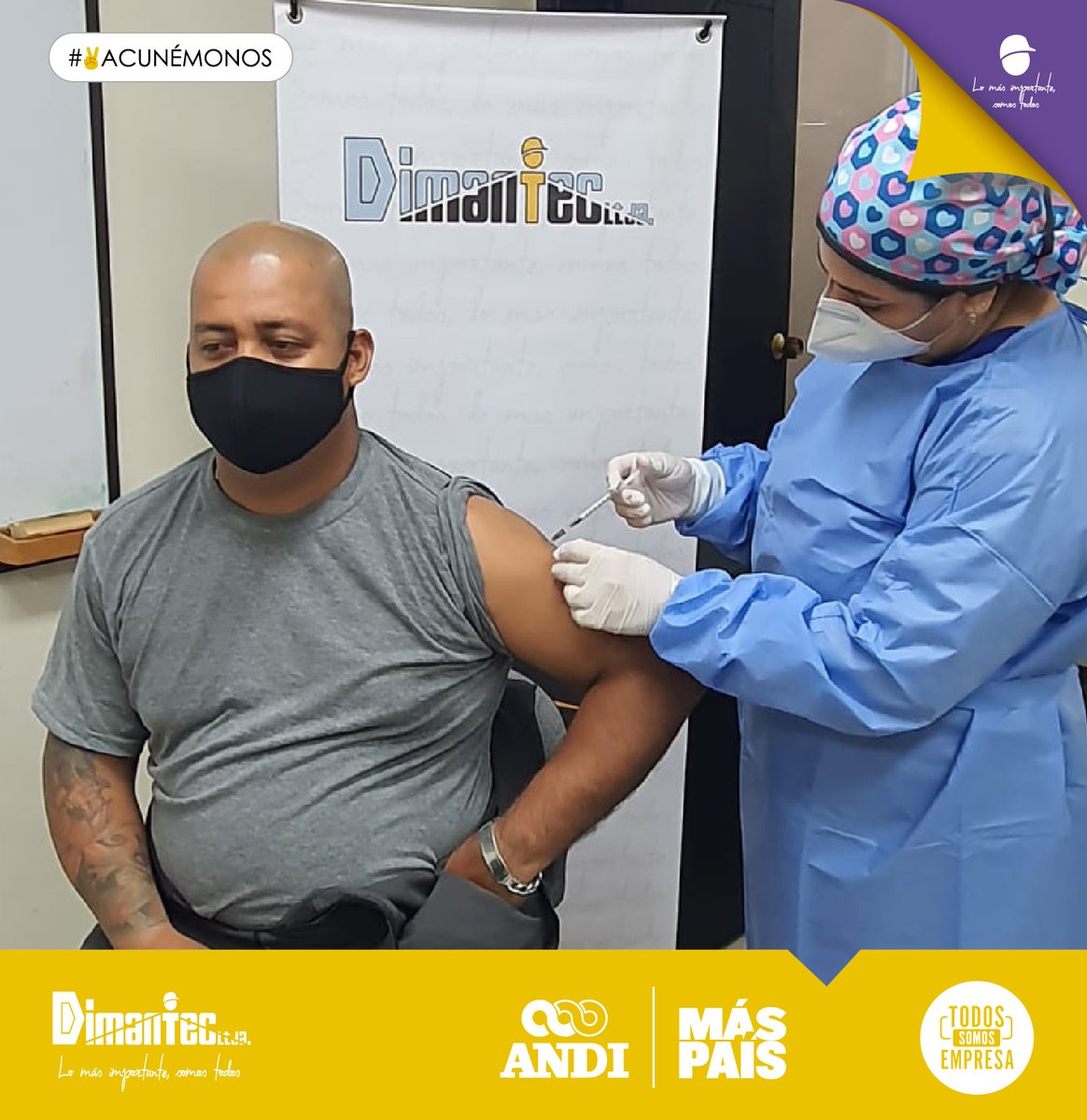DimantecL's tweet photo. El pasado viernes 9 de julio inició la vacunación en #Dimantec a través del programa #EmpresasPorLaVacunación. Estrategia liderada por la @ANDI_Colombia (Asociación nacional de empresarios) con el apoyo del gobierno nacional 👏👏👏 https://t.co/0fjvo8Agrv