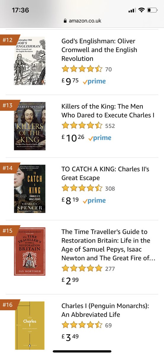 cspencerbooks_'s tweet photo. Delighted & surprised to see this pair of old timers still in the Stuart History bestselling chart, at numbers 13 and 14. ‘Killers of the King’ was published in 2014 and ‘To Catch A King’ in 2017. We definitely need more books on the Stuarts… #killersoftheking #tocatchaking https://t.co/diXL8nPtmW