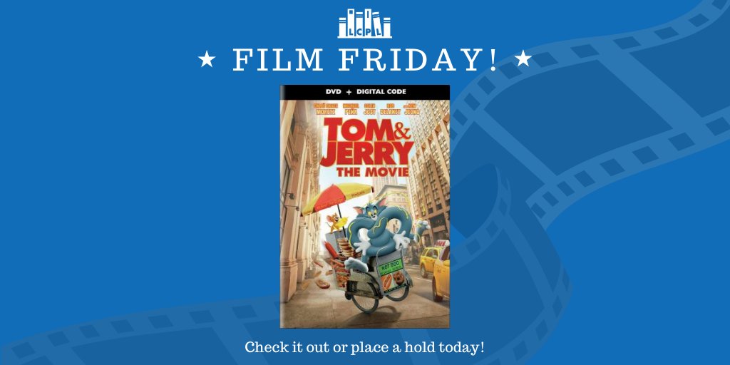 This week's movie night pick is TOM & JERRY, starring Chloe Grace Moretz, Michael Pena, Rob Delaney, Colin Jost, Ken Jeong, Pallavi Sharda, and Jordan Bolge . Rated PG. 

You can check its availability and place a hold here: https://t.co/ckCjGllVgu https://t.co/pB7094bHSF