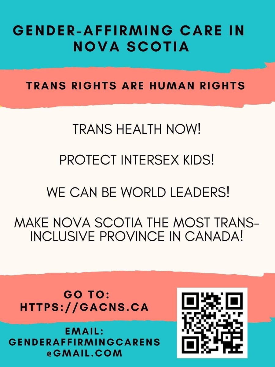 Please take a moment to check out this new policy on Gender-Affirming Care in NS, created by a group of community members, and stay tuned for updates on how we can move this important work forward and improve health services for trans and gender-diverse people here.