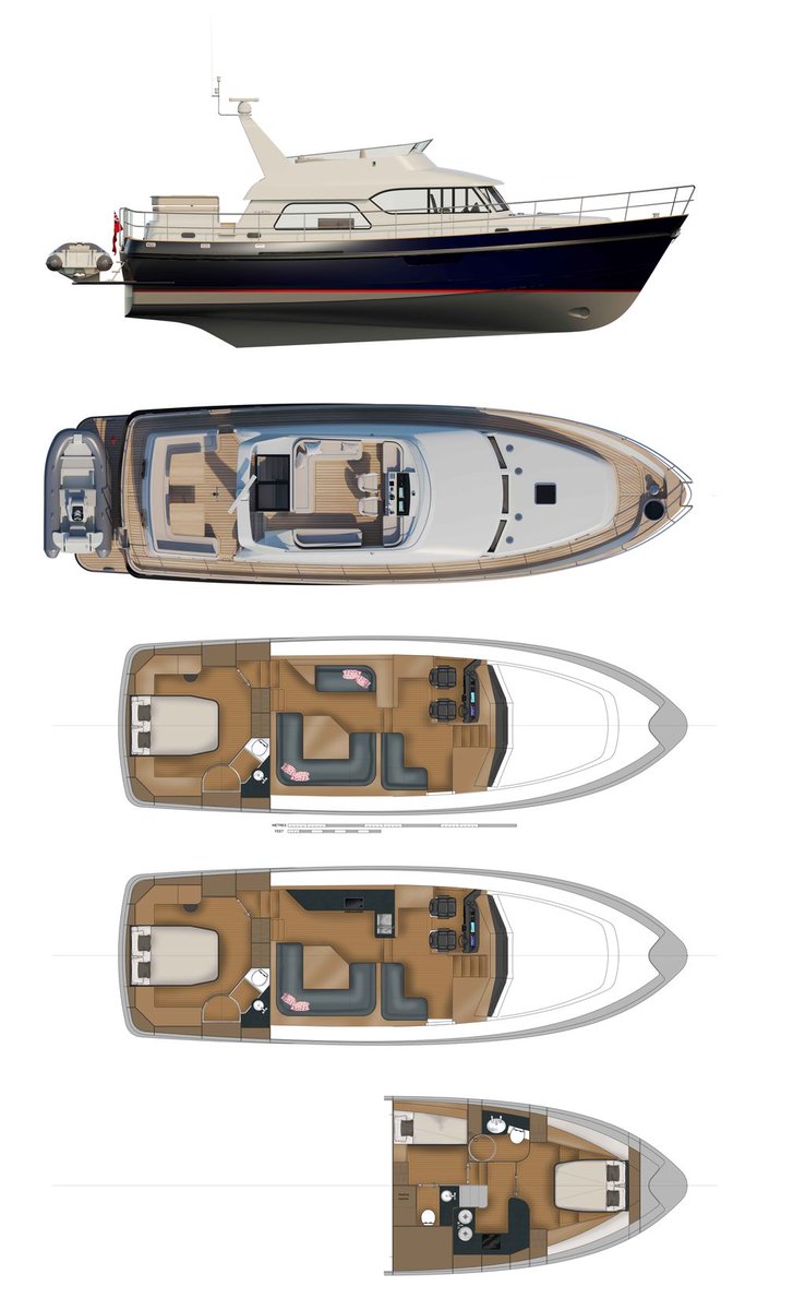 Opt for a galley in the saloon and a larger VIP guest cabin forward in your Hardy 45 or convert the third cabin of your Hardy 53 into storage for your paddleboards to create a Hardy that is uniquely yours #Cockwells25 #HardyMotorYachts #Hardy45 #Hardy53 #YourHardy